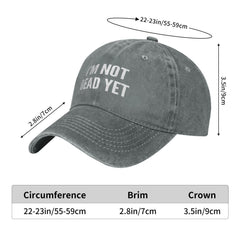 Generic I'm Not Dead Yet hat denim fabric close-up emphasizing breathable cotton.