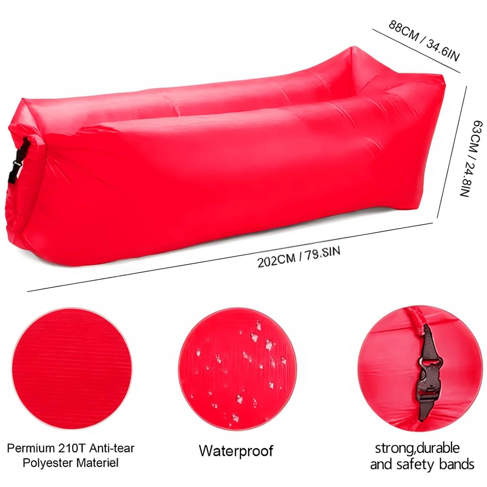 Generic inflatable sofa ergonomic back-support for comfortable lounging on any surface