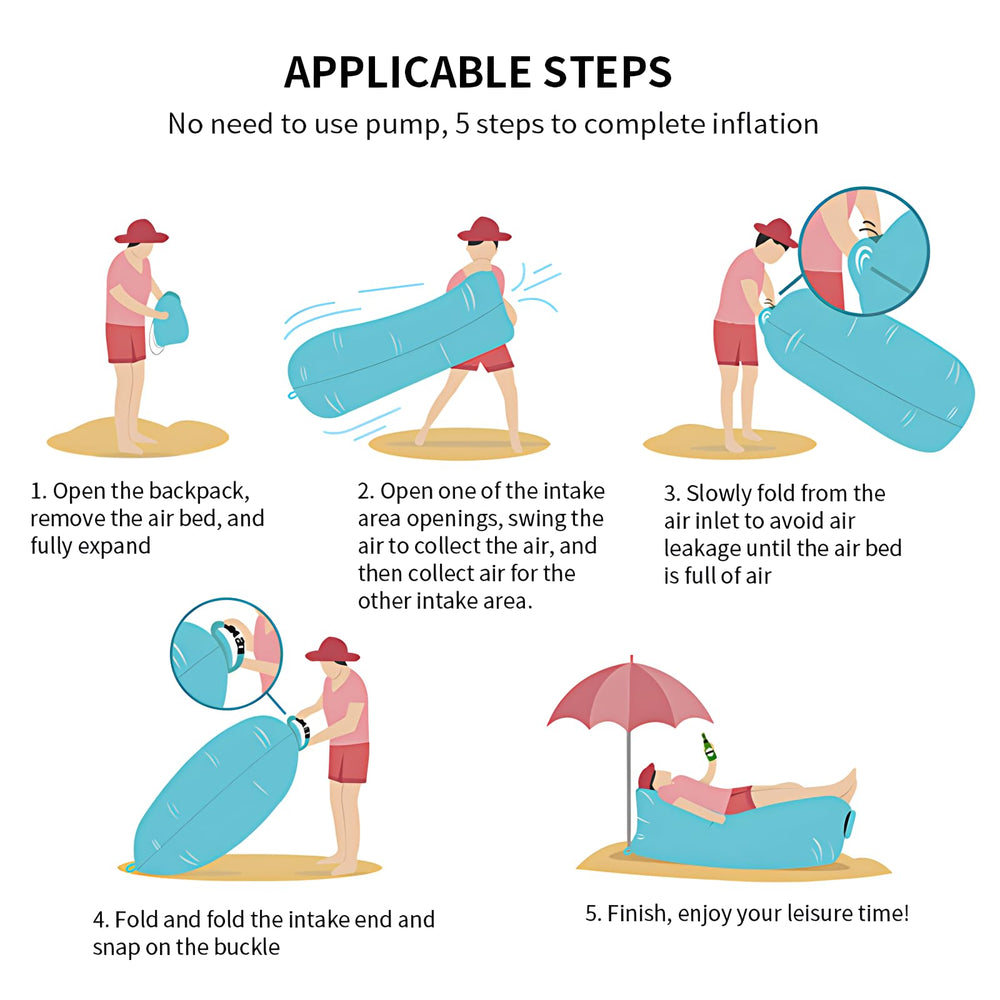 Generic inflatable sofa outdoor use on beach or picnic settings for versatile seating