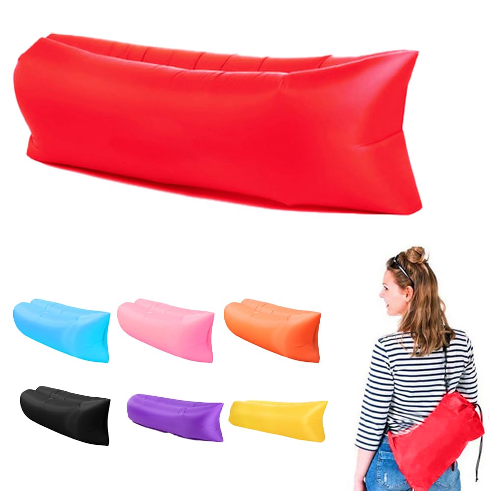 Generic inflatable sofa wind inflation shows fast outdoor setup for camping