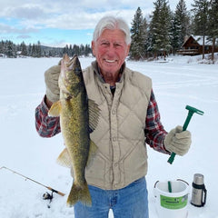 Generic Intelligent Live Bait Catcher ready for ice fishing in cold water.