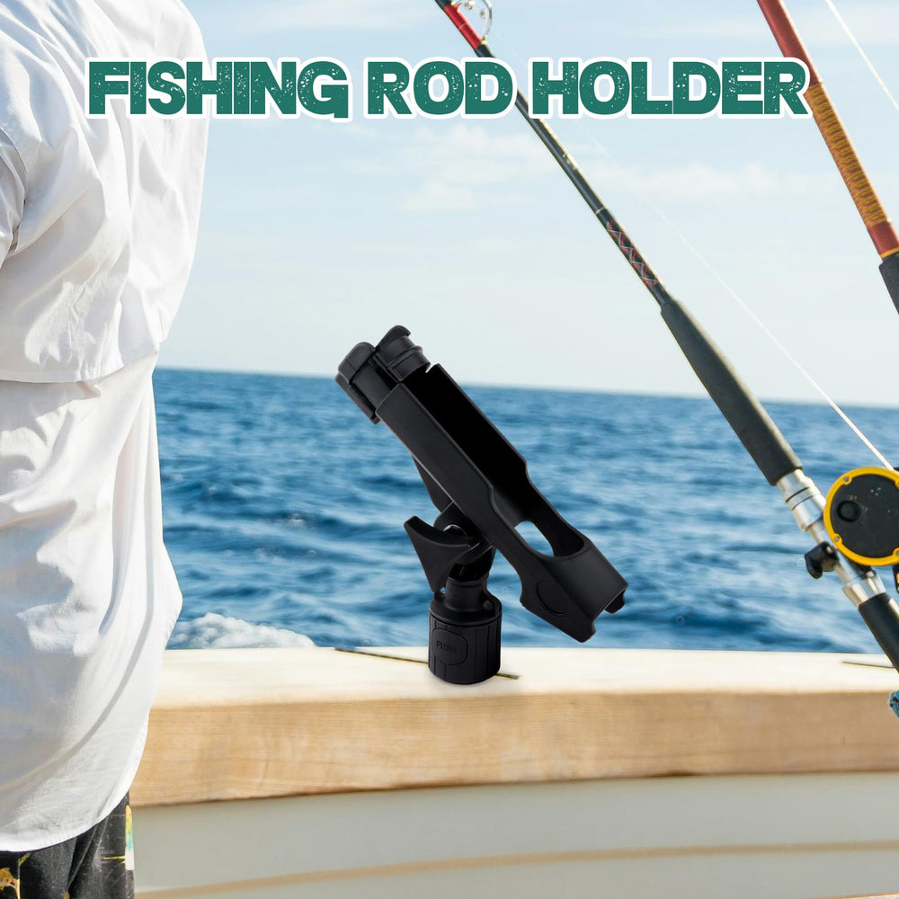 Rod holder installed on kayak or canoe ready for use