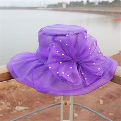 Generic Kentucky Derby Church Hat in purple inspired derby style for outdoor ceremonies.