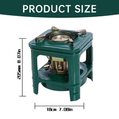 Generic portable kerosene stove with wind shields for steady outdoor flame.