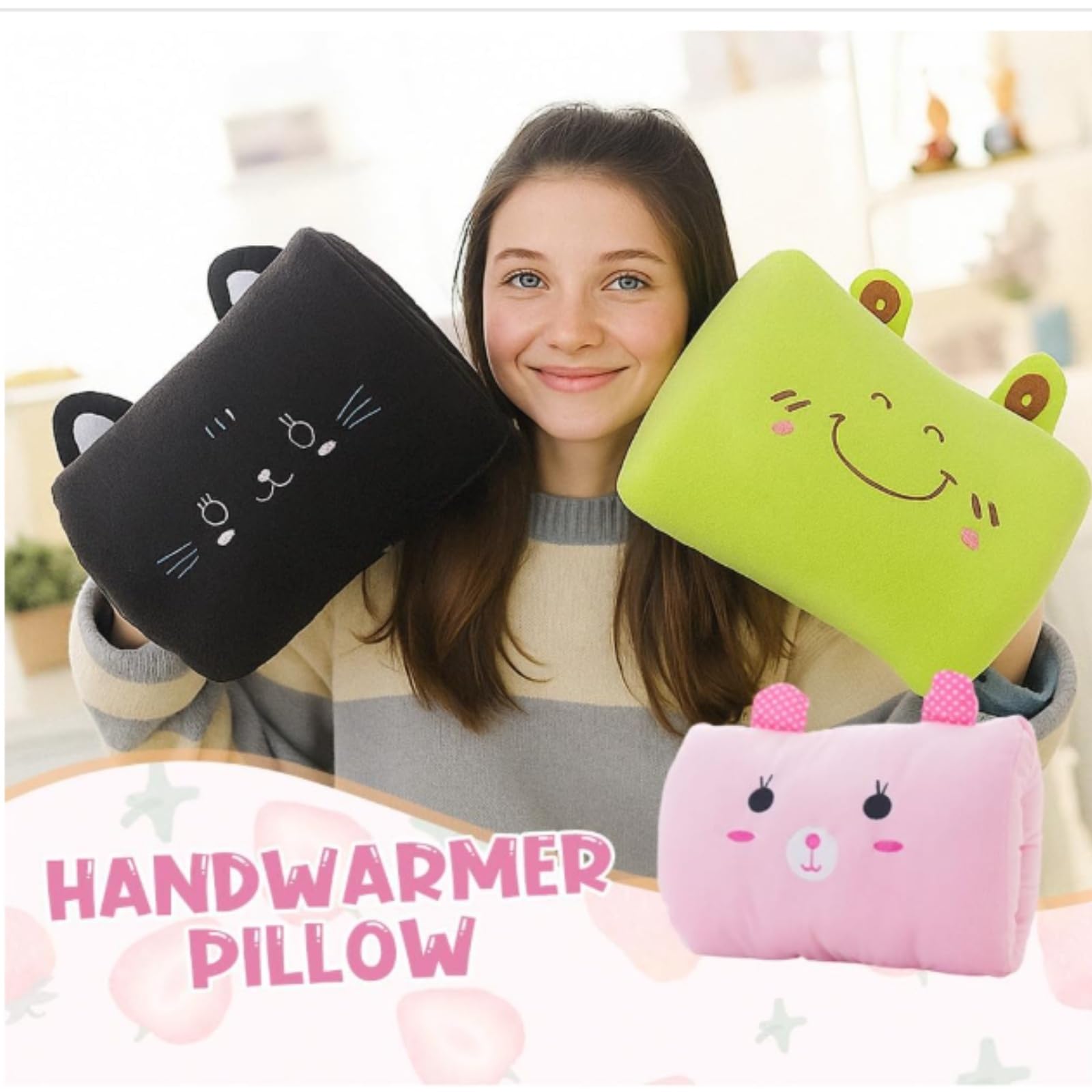 Generic Kids Cartoon Hand Pillow in green cozy grip for travel and play