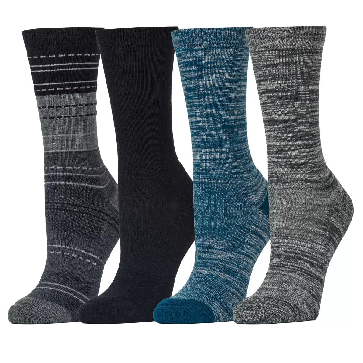 Kirkland Signature ladies' crew socks blue front view for all-day comfort