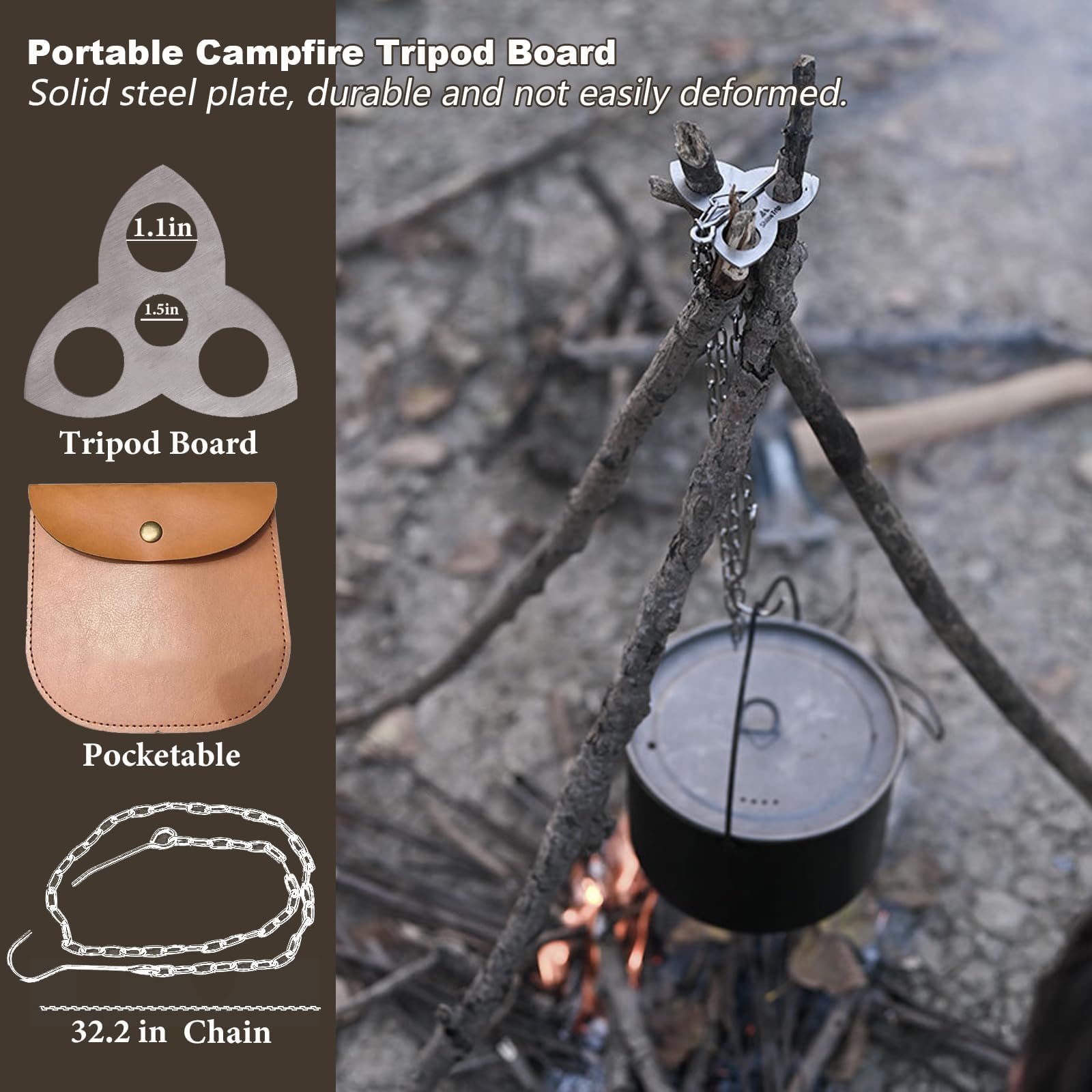 Generic large-hole tripod board simplifies trunk fitting and quick setup.