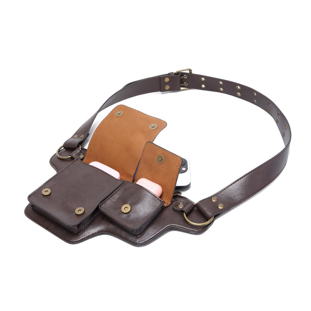 Generic Leather Utility Belt Main Compartment keeps belongings organized and accessible.