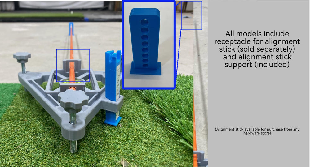 Generic Leveling Stand all-terrain swivel-feet on uneven turf for stability.