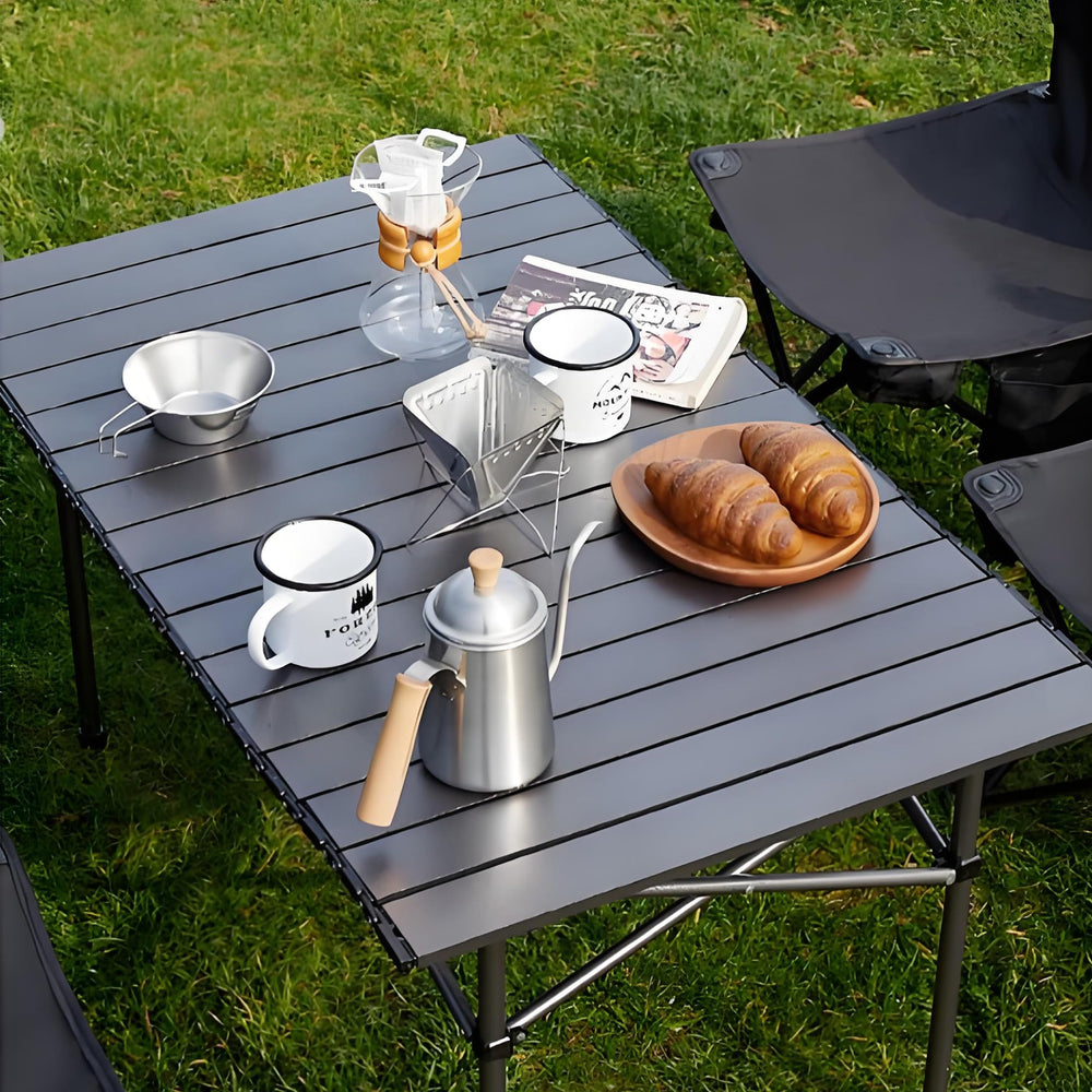Generic folding table top waterproof and easy to wipe clean.