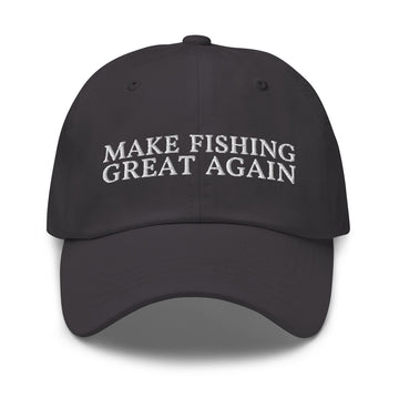 Generic Make Fishing Great Again dad hat in dark grey, adjustable for all-day sun protection.