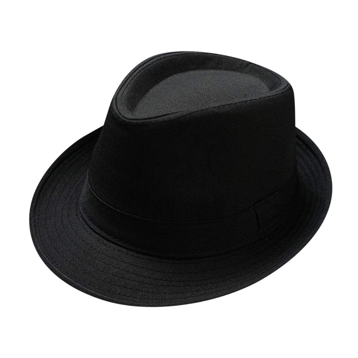 Generic men's classic fedora hat in black, front view for sun protection and style.