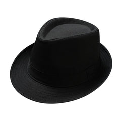 Generic men's classic fedora hat in black, front view for sun protection and style.