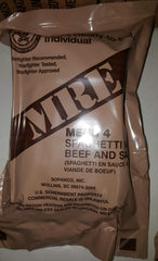 Generic MRE spaghetti beef sauce package for camping or emergency meals