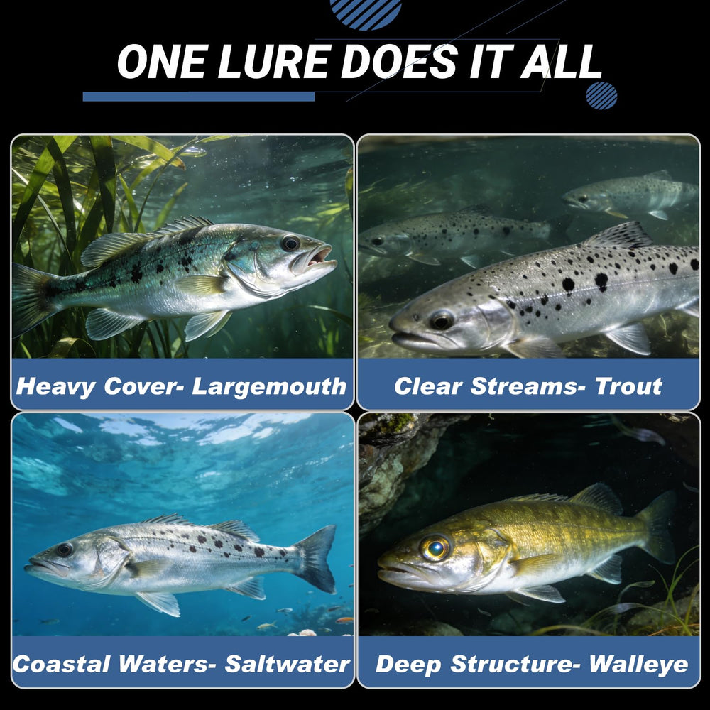 Generic Multi-Species All-Water Versatility suits freshwater and saltwater fishing.