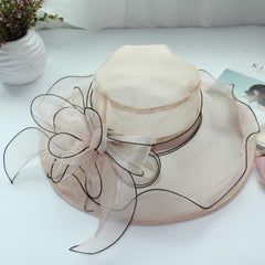 Generic Organza Derby Fascinator close-up showing flower and ribbon detail.