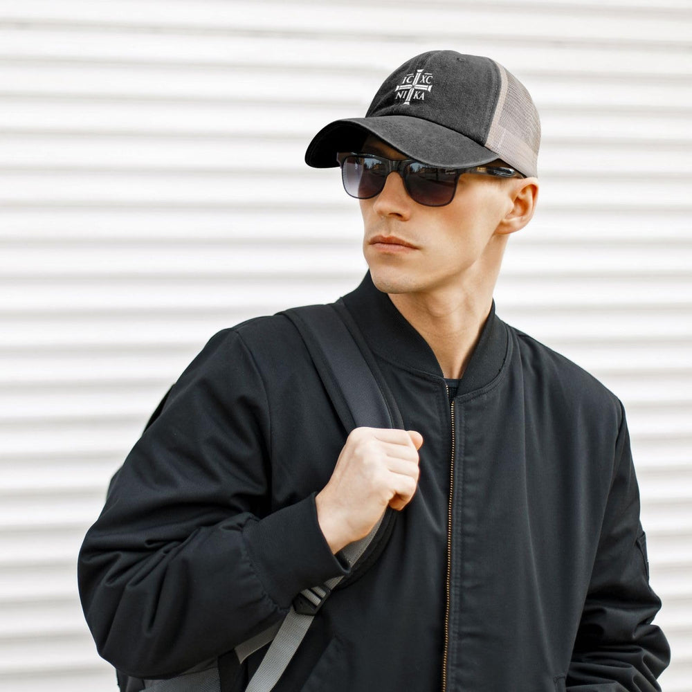 Generic Orthodox Cross Hat worn during outdoor activities like hiking or beach days
