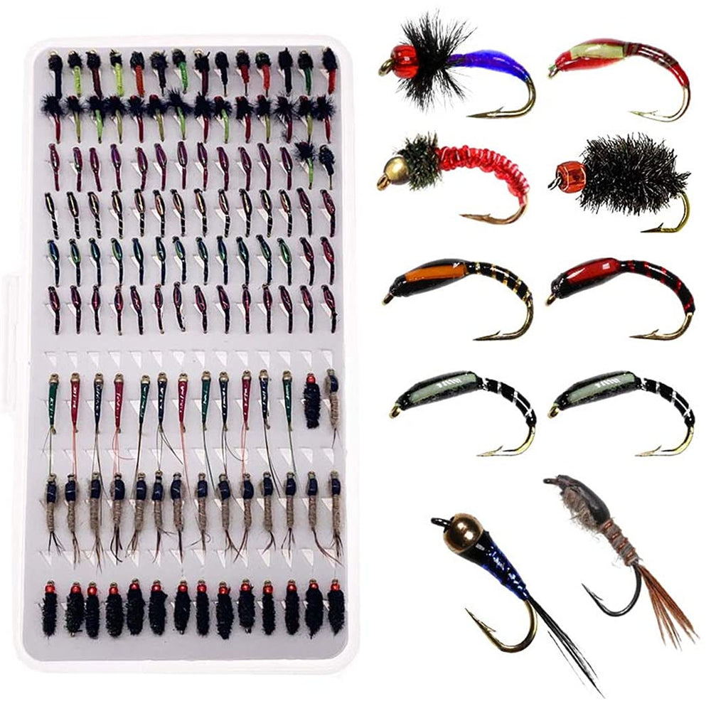 Generic Outdoor Fishing Fly Kit popper flies on the surface for exciting top-water action.