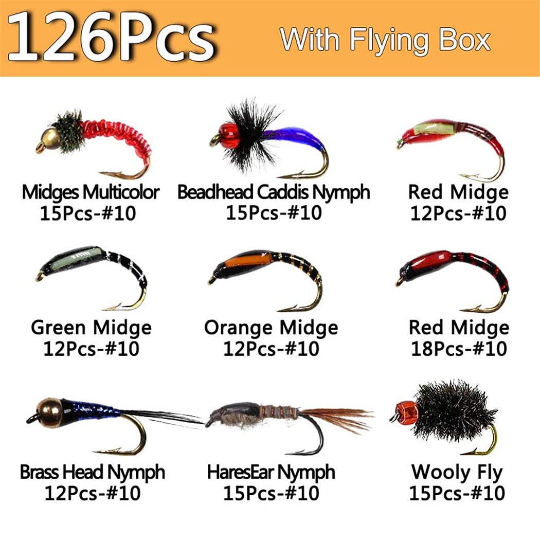 Generic Outdoor Fishing Fly Kit wet flies displayed for deep-water trout and bass angling.