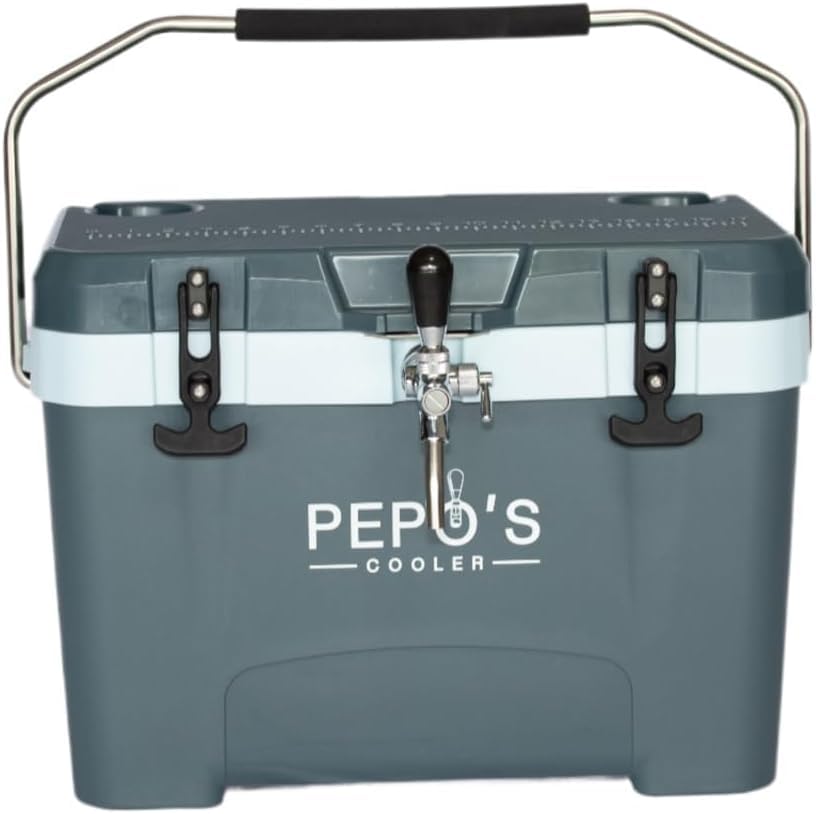 Generic Pepos Cooler front view highlights dual taps for versatile beer service.