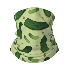 Generic neck warmer front view with pickles pattern and cozy warmth