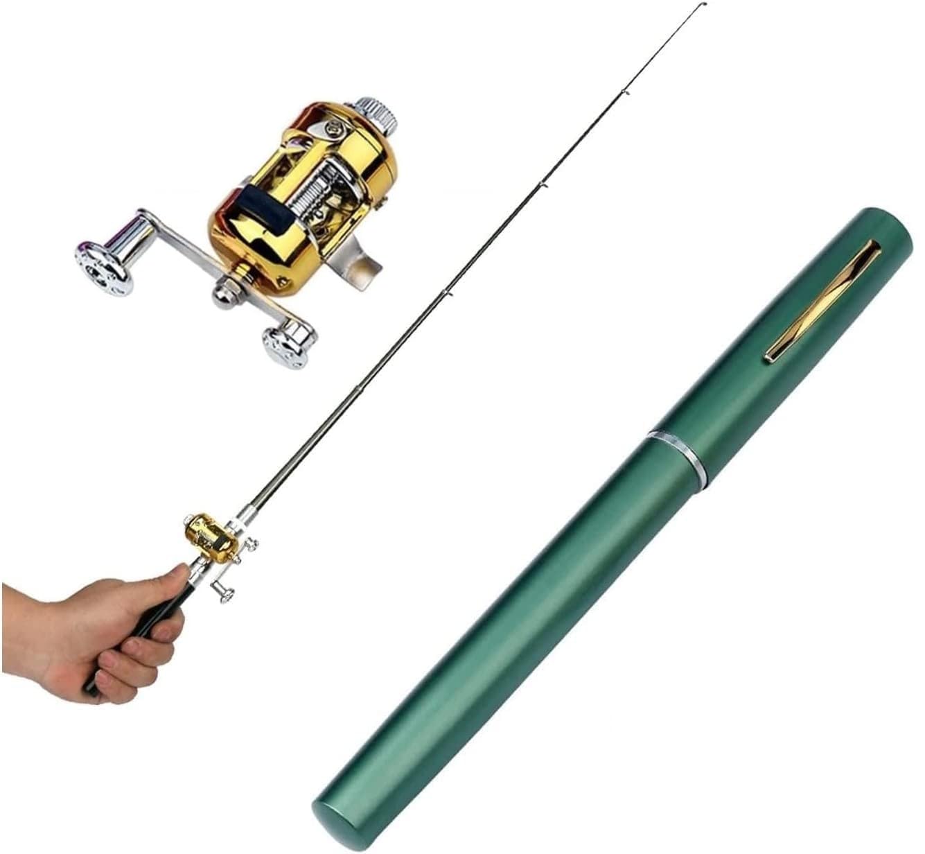 Generic pocket-size fishing rod folded for easy carry during urban or outdoor trips.