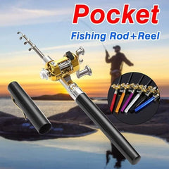 Generic pocket-size fishing rod purple extended to full length