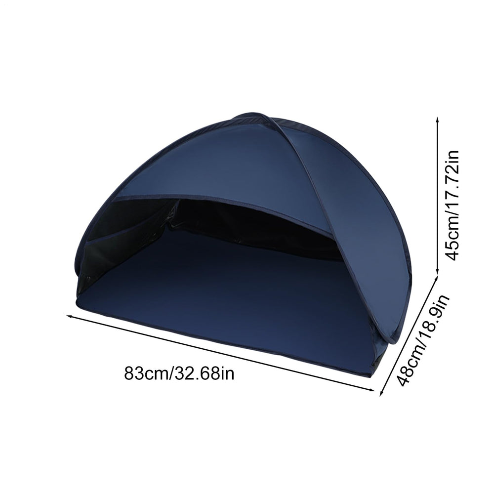 Generic poolside tanning tent keeps head shaded during sunbathing