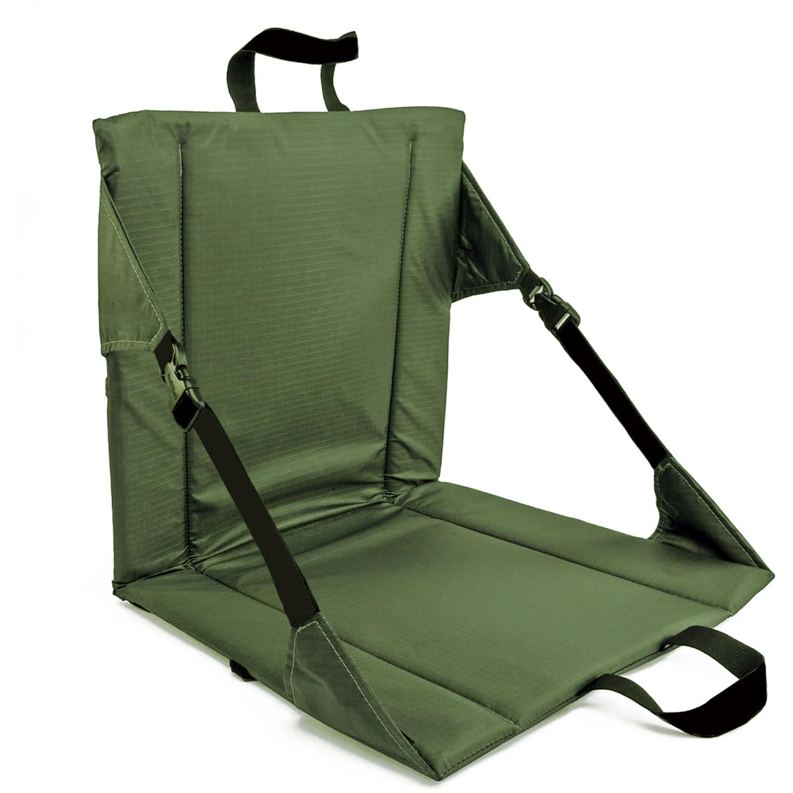 Generic portable camping chair backrest provides comfortable outdoor seating for hiking and beach outings