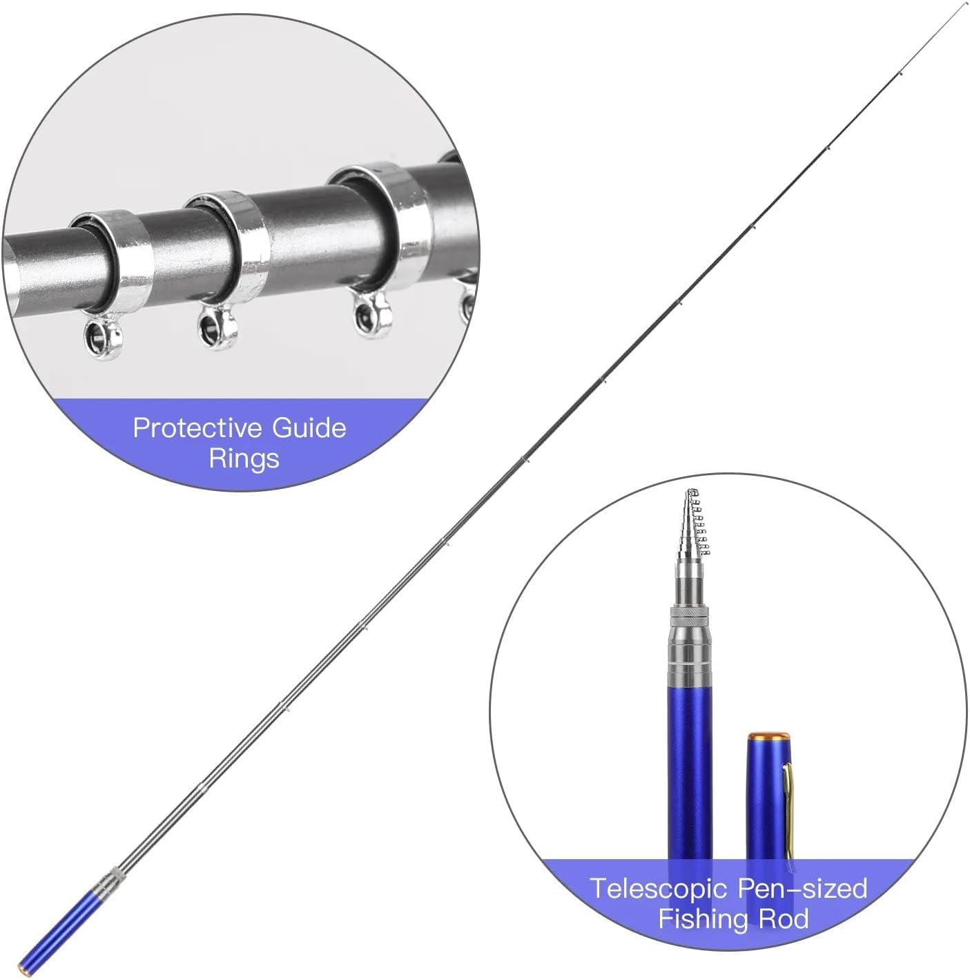 Generic portable fishing rod kit highlighting lightweight aluminum construction