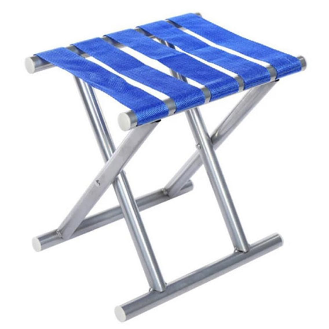 Generic portable folding stool showing compact design for easy transport on trips.