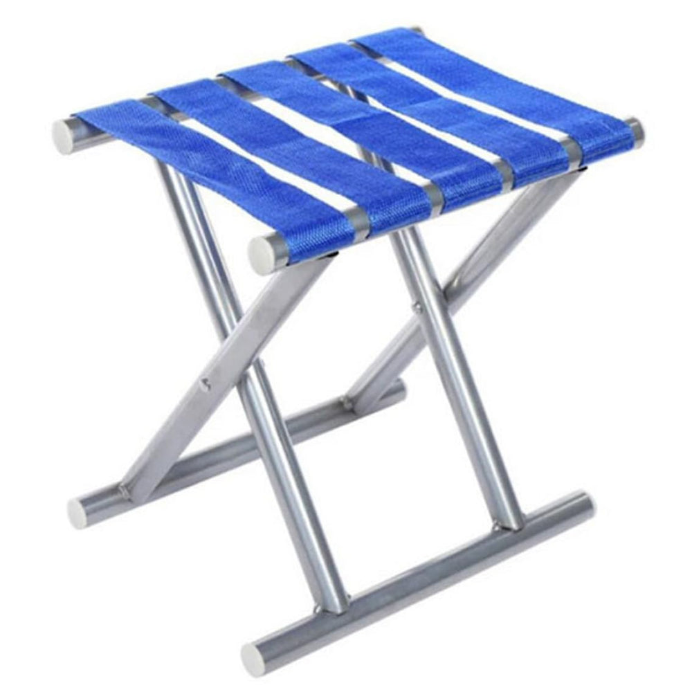 Generic portable folding stool showing compact design for easy transport on trips.