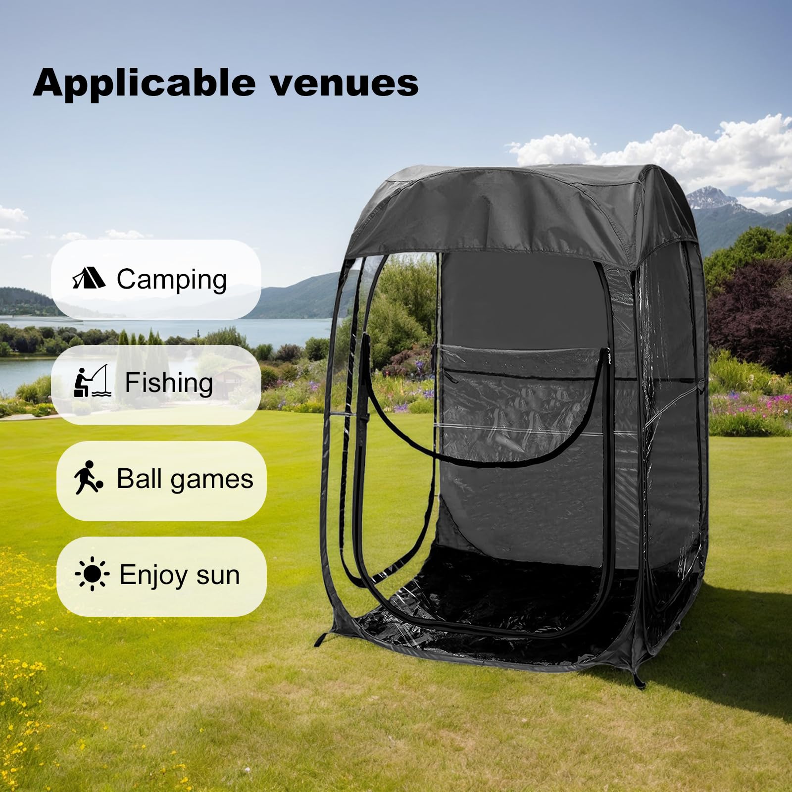 Generic portable pop up sports tent back view shows compact, portable shelter