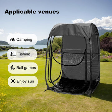 Generic portable pop up sports tent back view shows compact, portable shelter