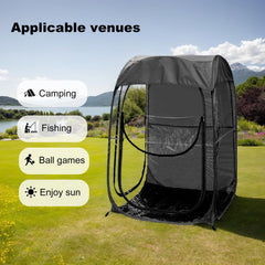 Generic portable pop up sports tent back view shows compact, portable shelter