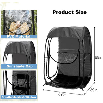 Generic portable pop up sports tent black design blends with natural scenery