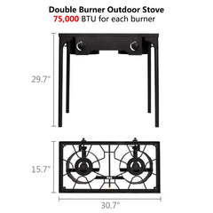 Generic propane stove regulator 0-20 psi enables flame control outdoors.