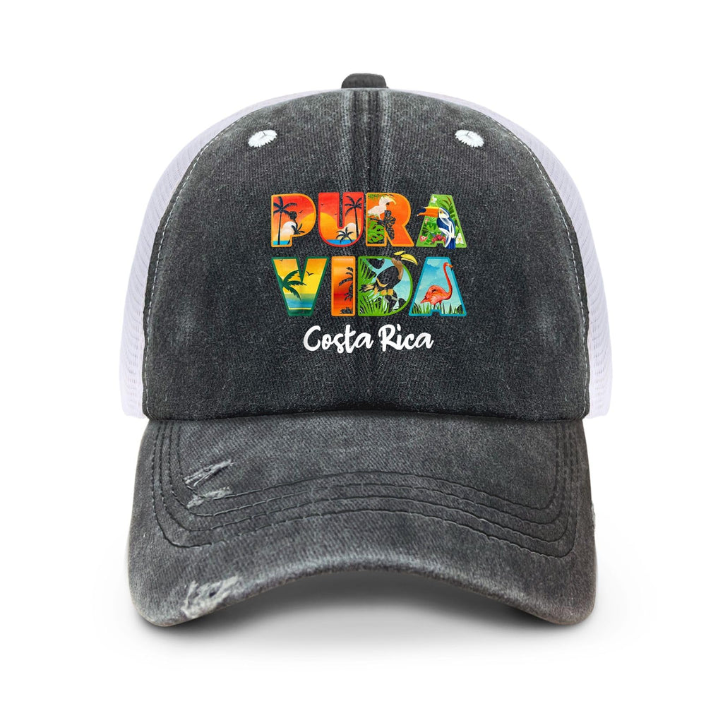 Generic PURA VIDA Costa Rica sun hat front view, lightweight and versatile for outdoor wear