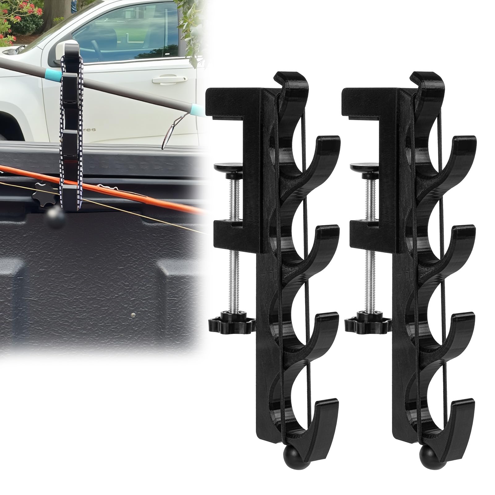 Generic Quick-Release Rod Holder clamp closeup showing secure, paint-safe mounting.