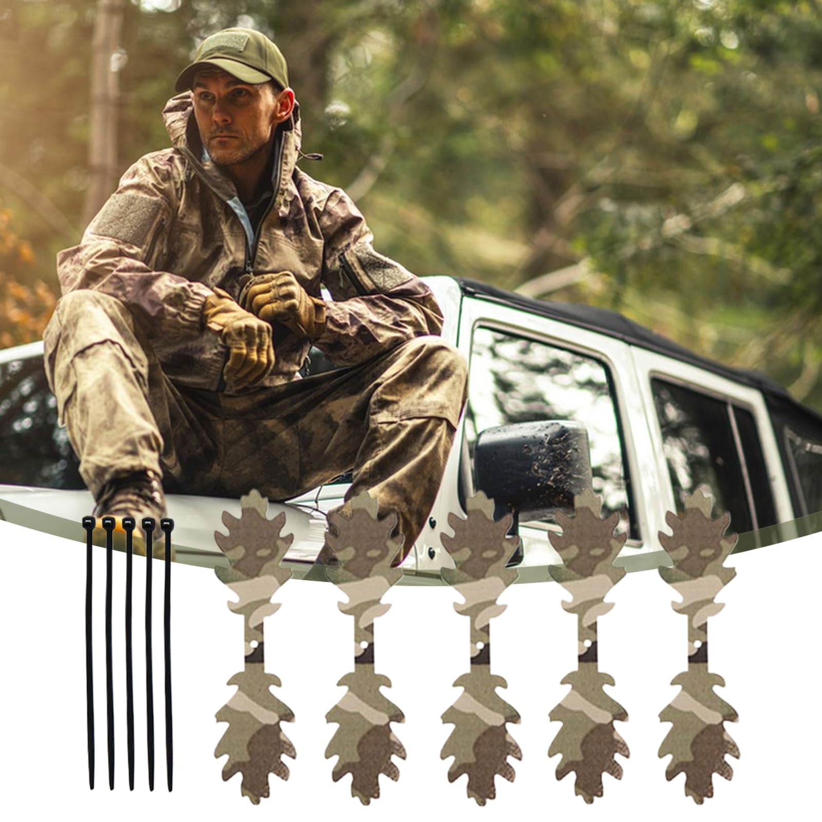 Generic quick-setup concealment strips enable fast deployment in changing jungle or desert environments.