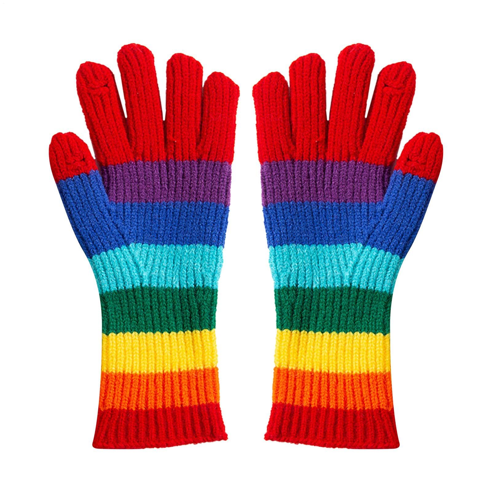 Generic Rainbow Gloves multicolored design for stylish everyday wear