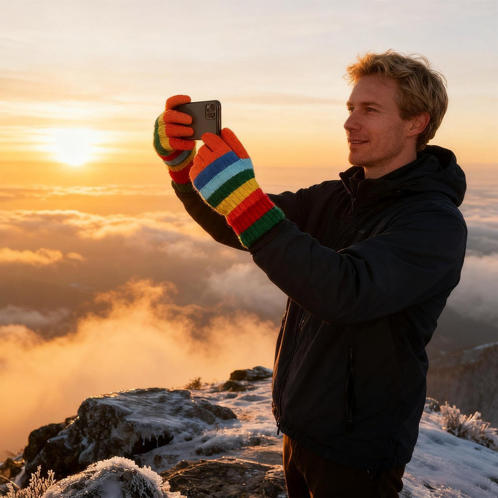 Generic Rainbow Gloves ideal for winter activities like running and skiing