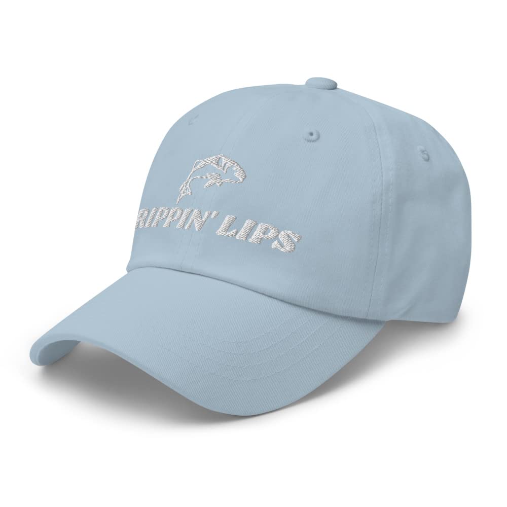 Generic Rippin Lips fishing hat back view with curved visor for shade and comfort.