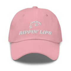 Generic Rippin Lips fishing hat pink, front view, sun protection for bass fishing.