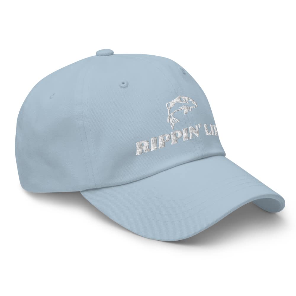 Generic Rippin Lips fishing hat side view showing adjustable strap for a secure fit.
