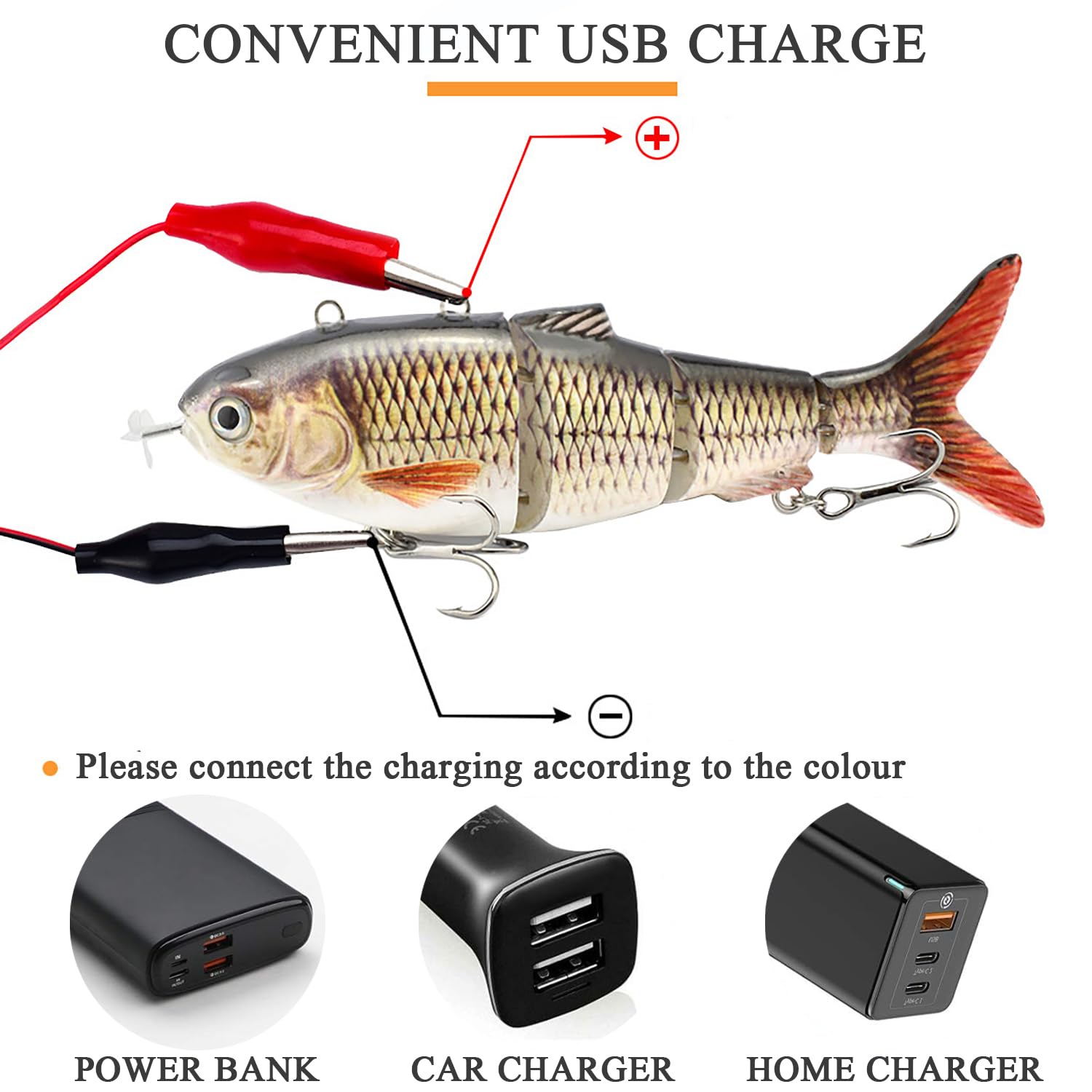 Generic Robotic Swimming Lure packaging contents show complete fishing kit.