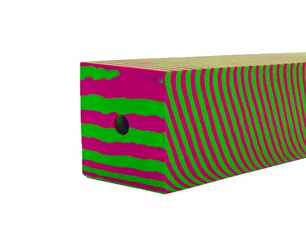 Generic rod-building EVA foam block tiger stripe, left view, smooth surface ideal for precise shaping.