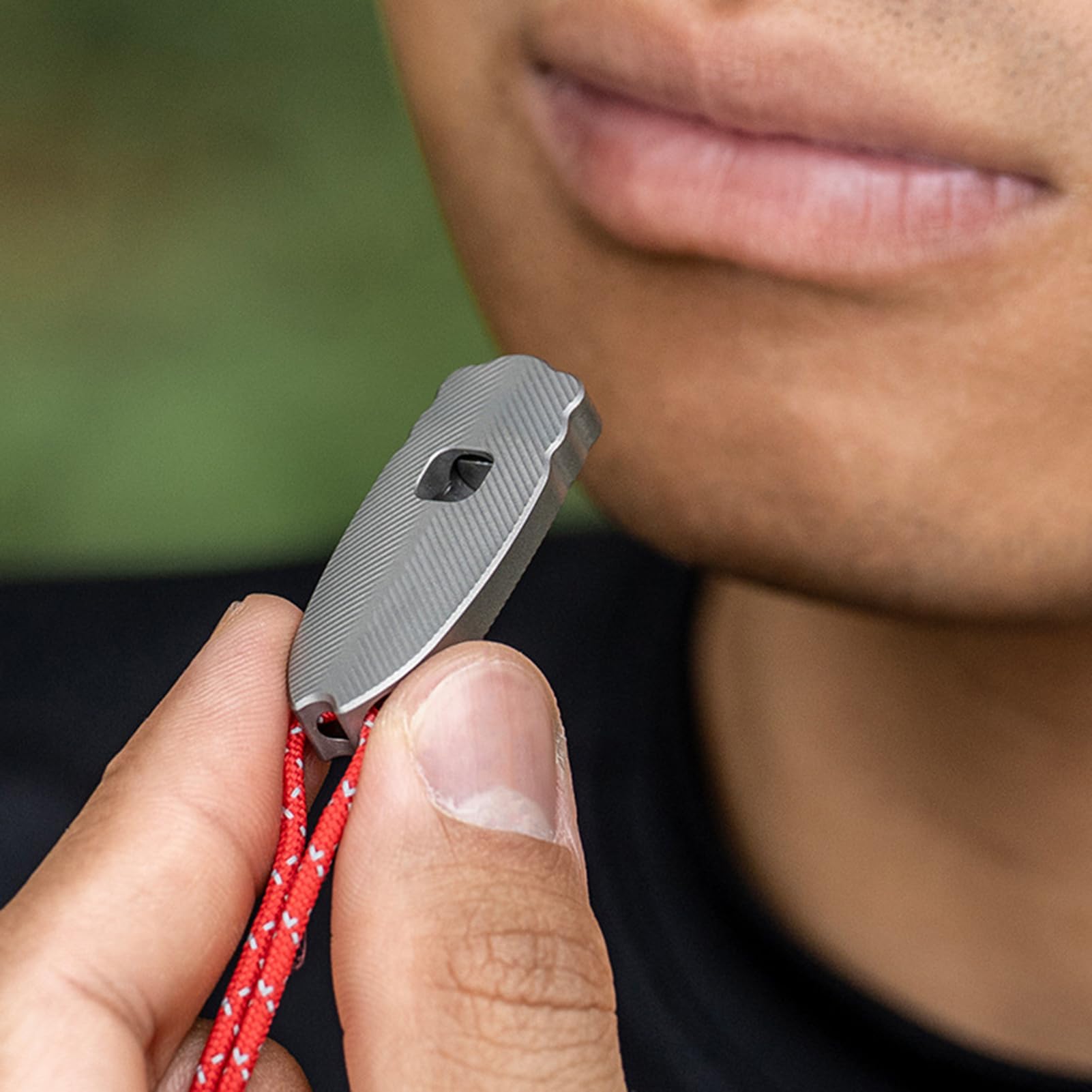 TA1 titanium whistle for camping with compact, lightweight design and easy access