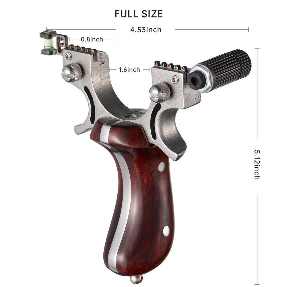 Generic Slingshot with stainless steel bow head resists corrosion and wear.