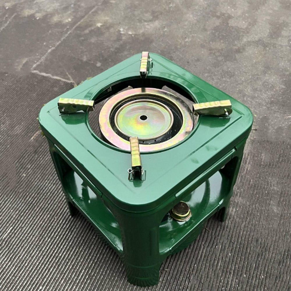 Generic stove in backpacking setup demonstrating lightweight, compact design.